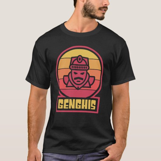 モンゴル帝国レトロヴィンテージ皇帝ジンギスカン Tシャツ (正面)