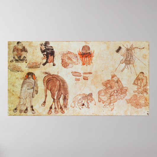 モンゴル遊牧民キャンプ、15世紀 ポスター (正面)