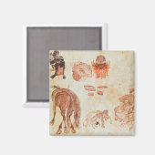 モンゴル遊牧民キャンプ、15世紀 マグネット (正面/裏面)