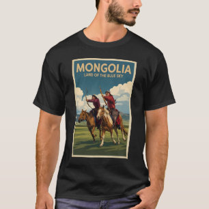 モンゴル 馬 イラスト 旅行 アート ヴィンテージ Tシャツ