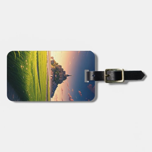 モンサンミシェルサンセットポストカード ラゲッジタグ (正面横)