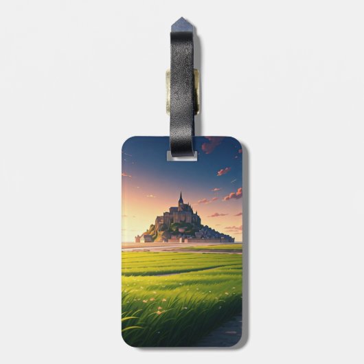 モンサンミシェルサンセットポストカード ラゲッジタグ (裏面縦)