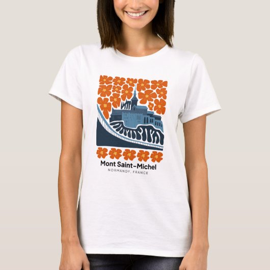 モンサンミシェルノルマンディフランス旅行フローラ Tシャツ (正面)
