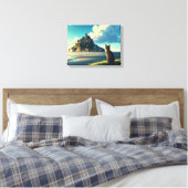 モンサンミシェルフランストラベルキャット キャンバスプリント (インサイチュ (寝室))