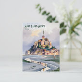 モンサンミシェルフランストラベルヴィンテージウォーター色 ポストカード (スタンド正面)