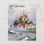 モンサンミシェルフランストラベルヴィンテージウォーター色 ポストカード (正面)