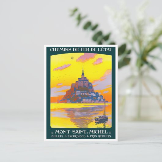 モンサンミッシェルのヴィンテージ旅行はがき ポストカード (スタンド正面)