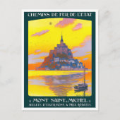 モンサンミッシェルのヴィンテージ旅行はがき ポストカード (正面)