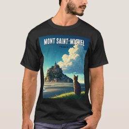 モンサンミッシェル旅行キャットTシャツ Tシャツ