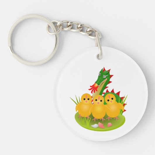 モンスの3つのひよこそしてドラゴンからのハッピーイースター キーホルダー (正面)