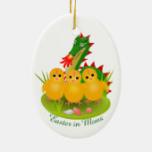 モンスの3つのひよこそしてドラゴンからのハッピーイースター セラミックオーナメント (裏面)