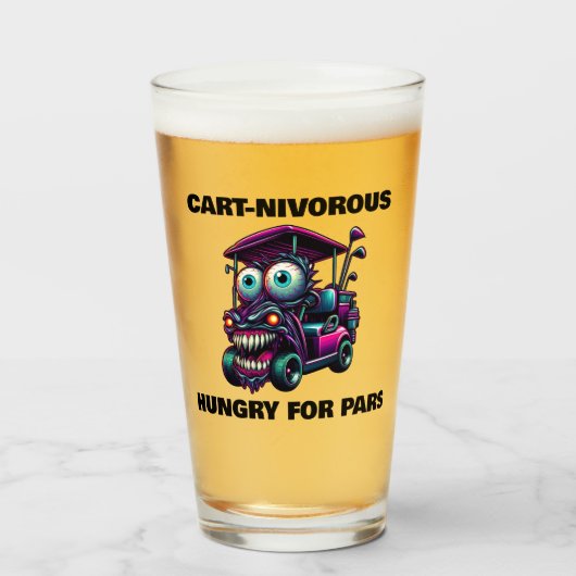 モンスタおもしろいーゴルフカートのギフトスポーツファン タンブラーグラス (ドリンク正面)