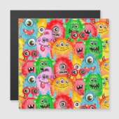 モンスタおもしろいーズ、水彩シームレスパターン。 (正面/裏面)