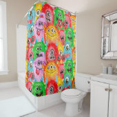 モンスタおもしろいーズ、水彩シームレスパターン。 シャワーカーテン (インサイチュ)