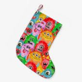 モンスタおもしろいーズ、水彩シームレスパターン。 スモールクリスマスストッキング (正面 (吊り時))