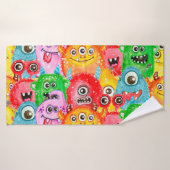 モンスタおもしろいーズ、水彩シームレスパターン。 バスタオル (バスタオル)