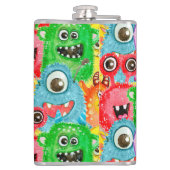 モンスタおもしろいーズ、水彩シームレスパターン。 フラスク (裏面)