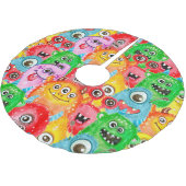 モンスタおもしろいーズ、水彩シームレスパターン。 ブラッシュドポリエステルツリースカート (アングル)