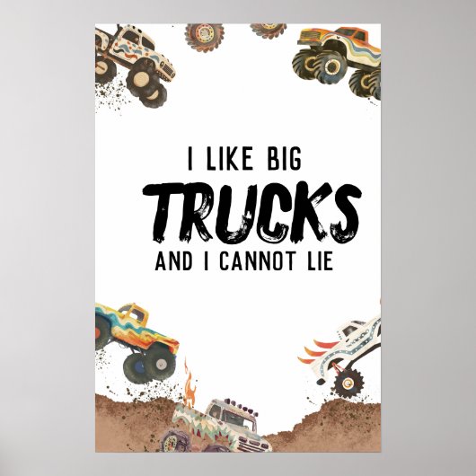 モンスタおもしろいートラックポスターボーイズパーティーデコール ポスター (正面)