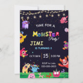 モンスタおもしろいーパーティー子供の誕生日招待状 招待状 (正面)