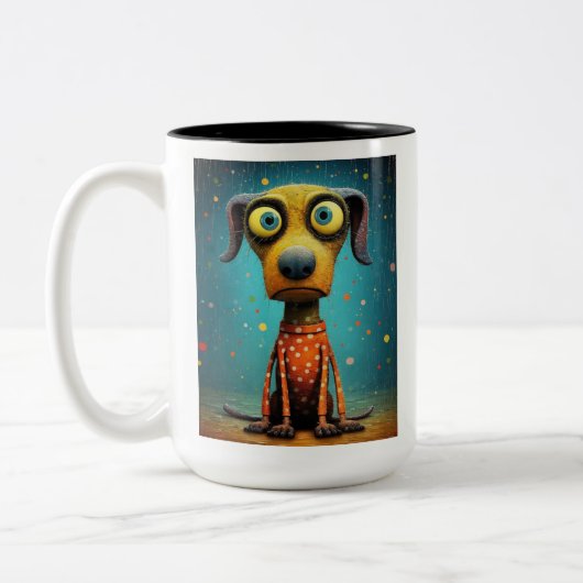 モンスタおもしろいー犬：メドゥーサ犬 ツートーンマグカップ (左)