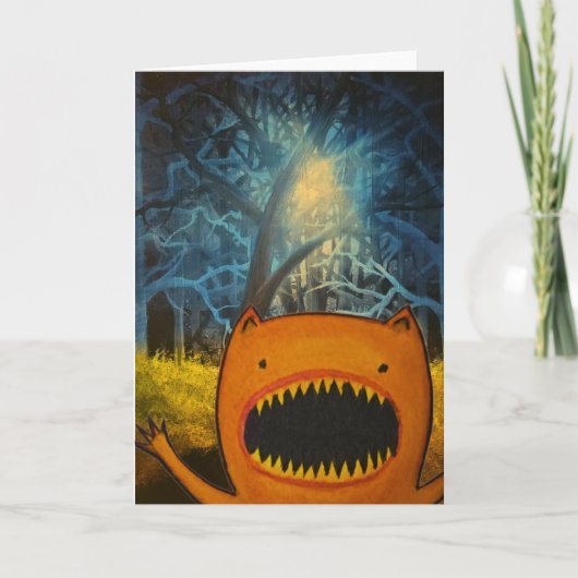 モンスタおもしろいー誕生日グリーティングカード5X7 カード (正面)
