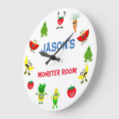 モンスタおもしろいー・フルーツ友達の子供部屋 ラージ壁時計 (傾斜)