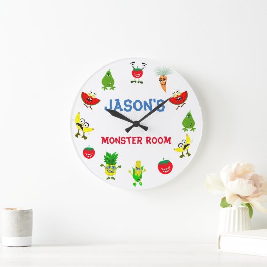 モンスタおもしろいー・フルーツ友達の子供部屋 ラージ壁時計 (ホーム)