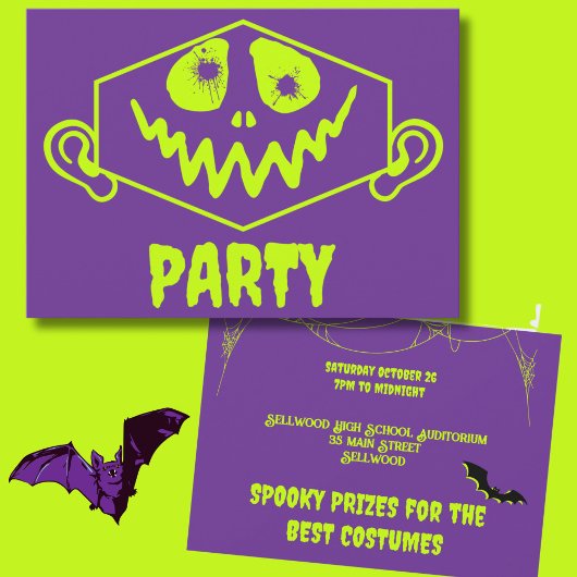 モンスタお洒落ー顔フェイクネオンハローウィンパーティ 招待状