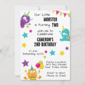 モンスタよくはしゃぐー誕生日招待状 招待状 (正面)