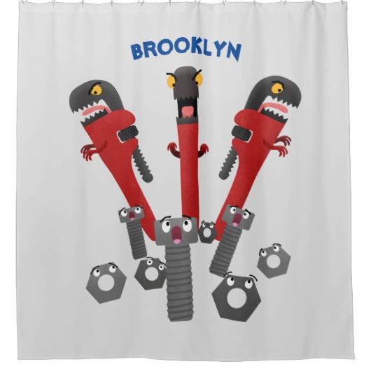 モンスタイおもしろいルを巻き上げるユーモア漫画 シャワーカーテン (正面)