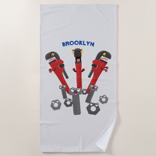 モンスタイおもしろいルを巻き上げるユーモア漫画 ビーチタオル (正面)