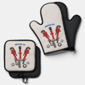 モンスタイおもしろいルを巻き上げるユーモア漫画 鍋つかみ&鍋敷きセット (正面/裏面)