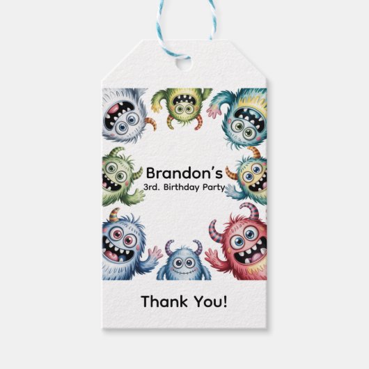 モンスタカラフルーズ3位。誕生日パーティーありがとう ギフトタグ (正面)