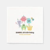 モンスタカラフルーテーマ子供の誕生日パーティー スタンダードカクテルナプキン (正面)