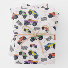 モンスタカラフルートラックのレーシングパターン ラッピングペーパーシート