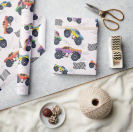 モンスタカラフルートラックのレーシングパターン ラッピングペーパー