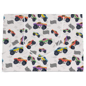 モンスタカラフルートラックのレーシングパターン ラージペーパーバッグ (正面)