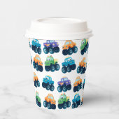 モンスタカラフルートラックパターン誕生日 紙コップ (左)