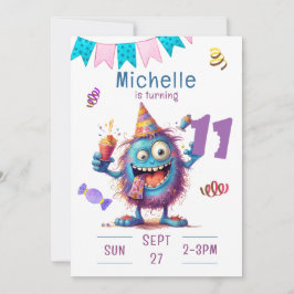 モンスタカラフルー11年誕生日招待状 招待状