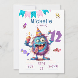 モンスタカラフルー12年誕生日招待状 招待状
