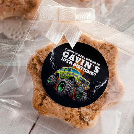 モンスタパーソナライズされたートラック編集可能バースデーパーティー ラウンドシール