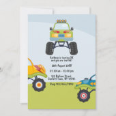 モンスタパーソナライズされたートラック誕生日写真 招待状 (正面)