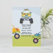 モンスタパーソナライズされたートラック誕生日写真 招待状 (スタンド正面)