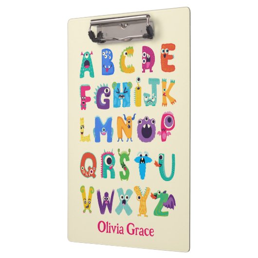 モンスタパーソナライズされたーABCアルファベ間抜けットモンスター クリップボード (左)