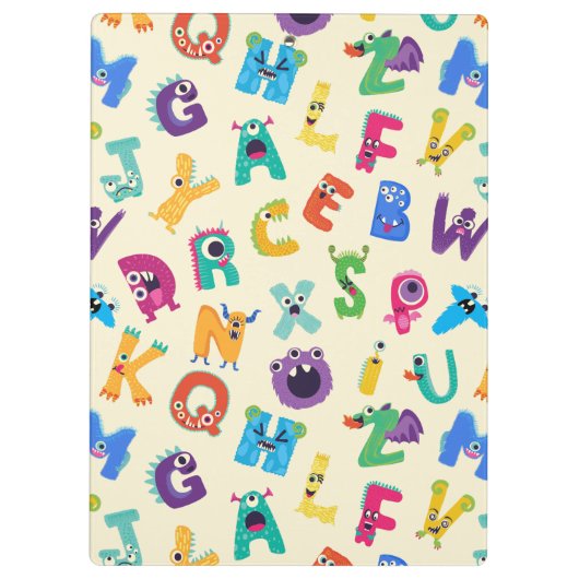 モンスタパーソナライズされたーABCアルファベ間抜けットモンスター クリップボード (裏面)