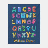 モンスタパーソナライズされたーABCアルファベ間抜けットモンスター フリースブランケット (正面)