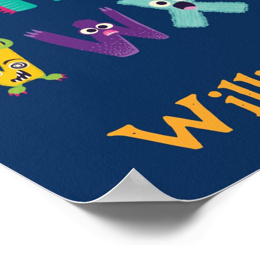 モンスタパーソナライズされたーABCアルファベ間抜けットモンスター ポスター (角)