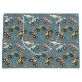 モンスタモダンートラックブルーボーイズ水彩模様 ラージペーパーバッグ (正面)