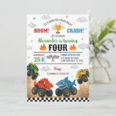 モンスタモダンートラック子供の誕生日パーティー 招待状 (スタンド正面)